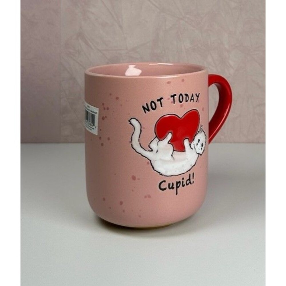 Pink “Not Today Cupid” Cat Mug | Valentine Coffee Tea Cup | Cute Gift - Picture 6 of 10